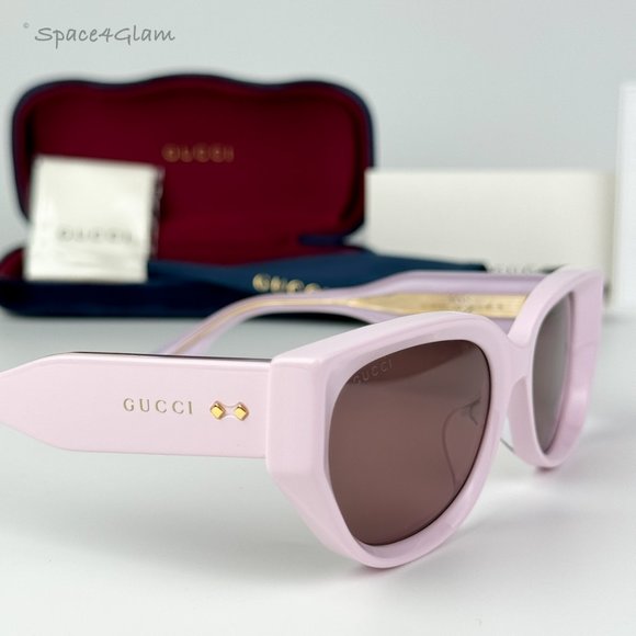 BRAND NEW Gucci GG1532SA 004 Pink Brown Unisex Cat Eye Sunglasses GG 1532SA - Picture 1 of 9